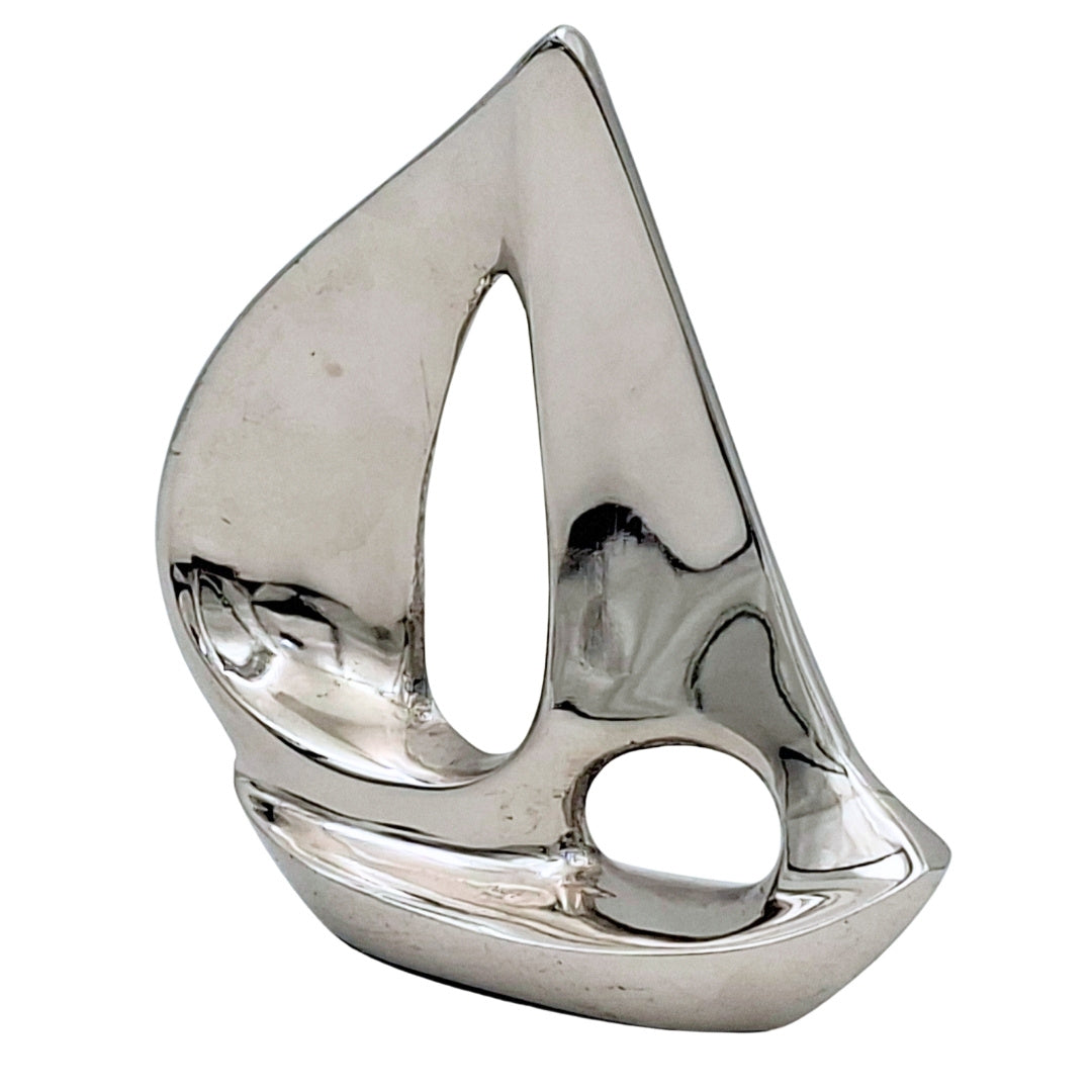 Elegant silverfärgad aluminiumbåt 12,5 cm med gravyrmöjlighet