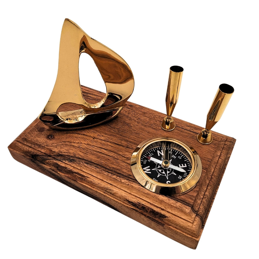 Elegant skrivbordsset - yacht och kompass - elegant maritim gåva - BCPH103