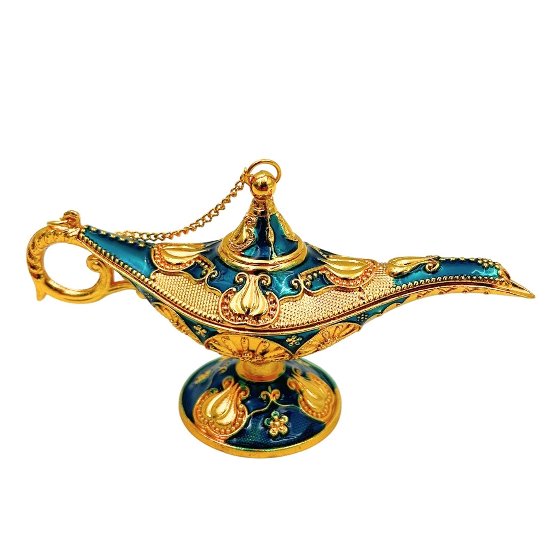 Dekorativ Aladdin-lampa i metall marinblå-guld 12cm - LAB12