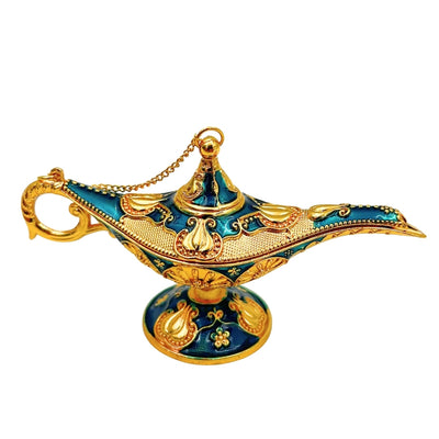 Dekorativ Aladdin-lampa i metall marinblå-guld 12cm - LAB12