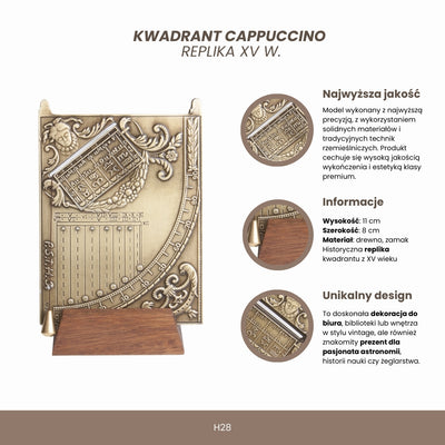 Cappuccino-kvadrant – replika från 1400-talet - Present till astronom eller seglare – H28