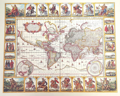 Historisk världskarta Piscator 1652 r. - mått 56 x 45 cm - M1652
