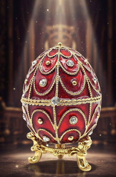 Exklusiv metallask med kristaller - Fabergéägg - B0748-17 RD