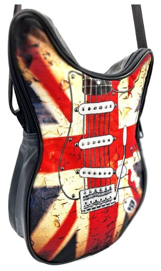 Axelväska i form av en gitarr – brittisk flagga – Present till ett musikfan - RBG-008
