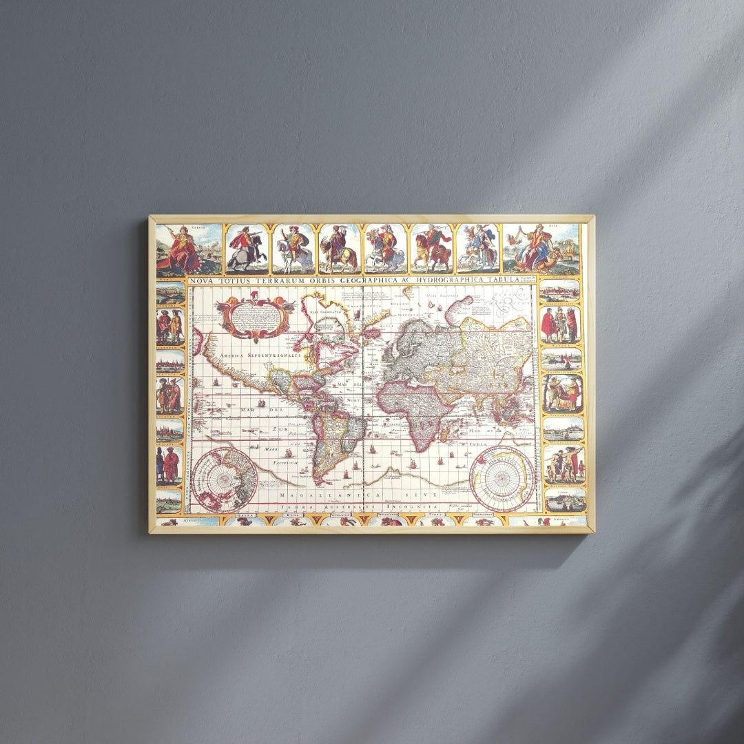 Historisk världskarta Piscator 1652 r. - mått 56 x 45 cm - M1652