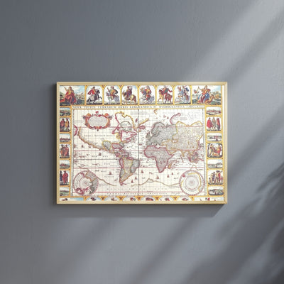 Historisk världskarta Piscator 1652 r. - mått 56 x 45 cm - M1652