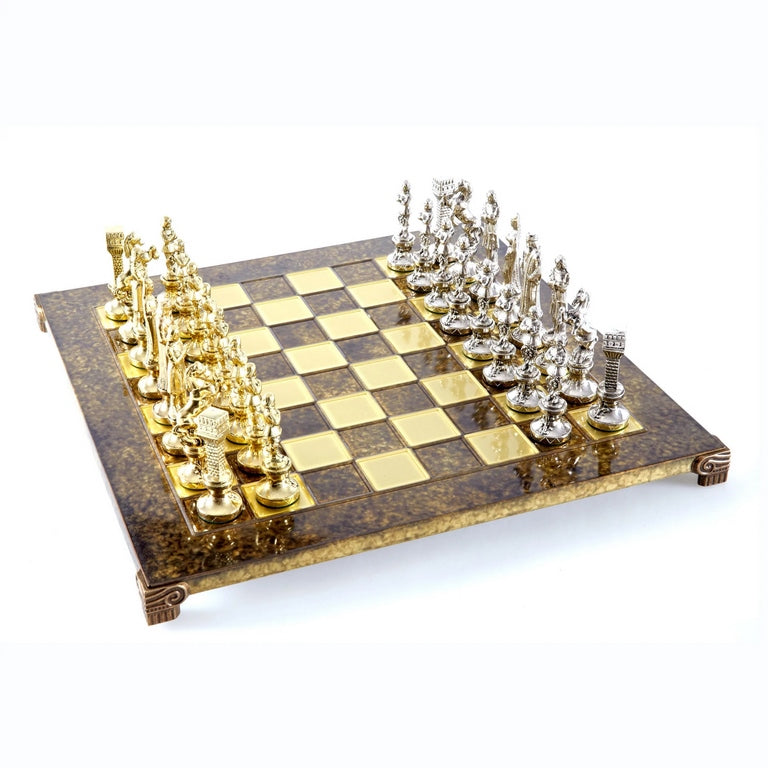 Stora exklusiva schack – 36x36 cm – guld-silver - Renässans S9BRGS