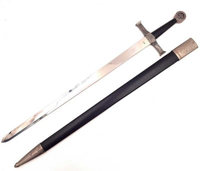 Riddarsvärd i stål 84 cm i skida - replik - SW-114