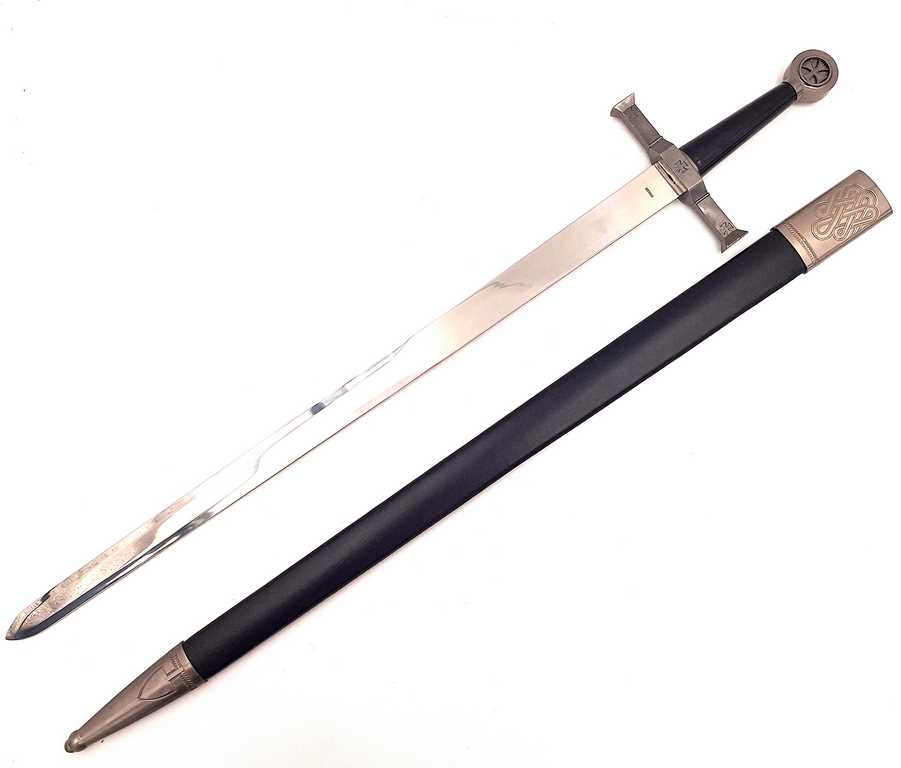 Riddarsvärd i stål 84 cm i skida - replik - SW-114
