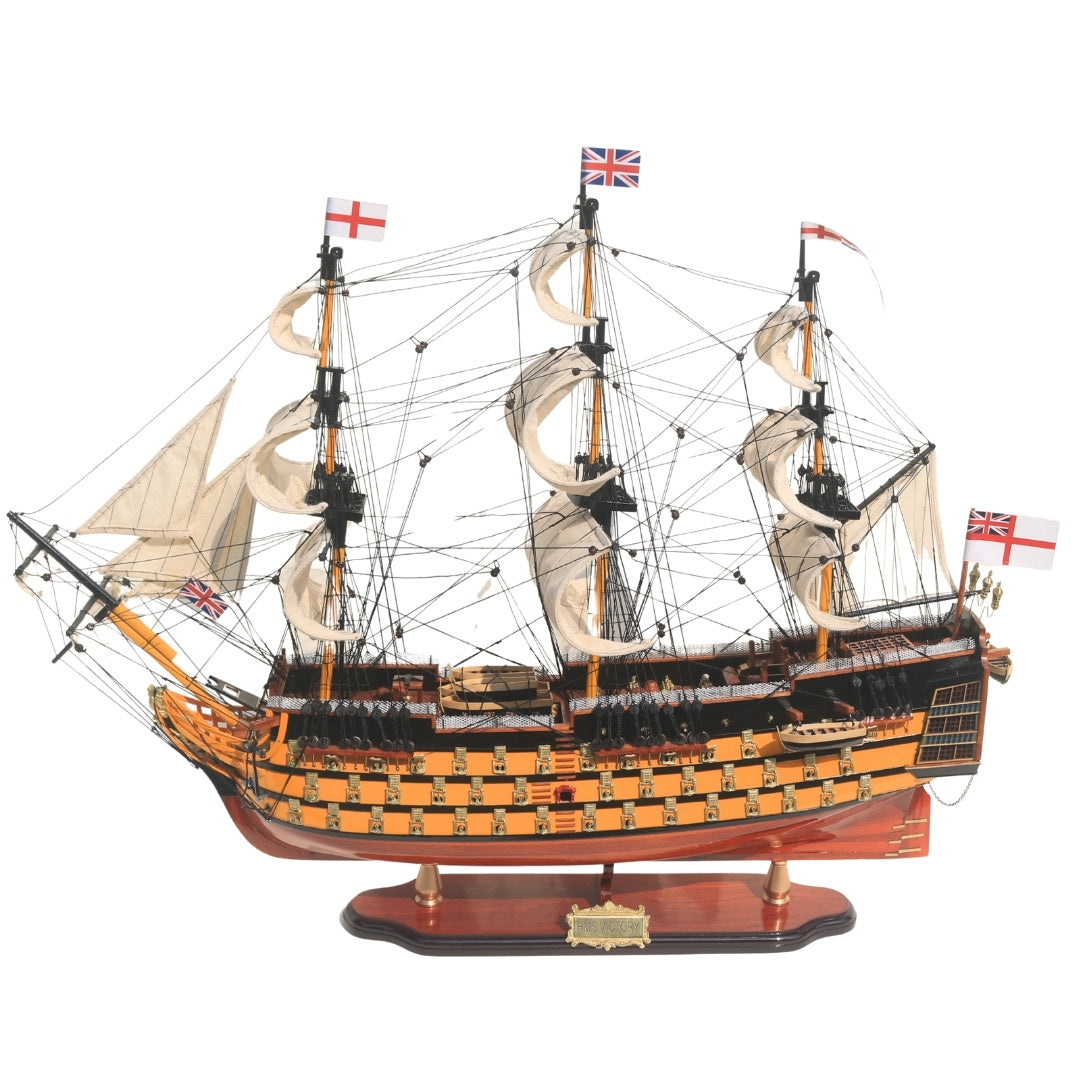 Färdigmonterad modell av segelfartyget HMS Victory 80 cm med möjlighet till personlig gravyr - exklusiv presentdekoration, handgjord av exotiskt trä, hög kvalitet och omsorg om detaljerna