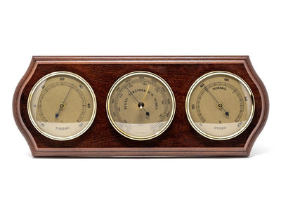 Fischer väderstation – barometer hygrometer termometer – mässing trä – 9176-22