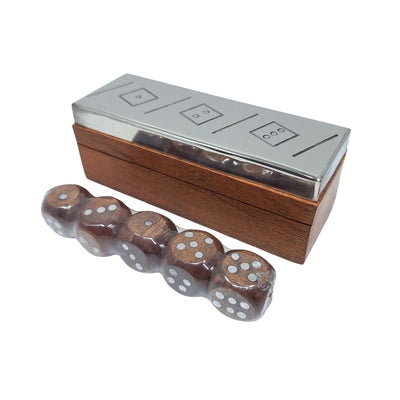Tärningsspel i trälåda med metallock - G1117