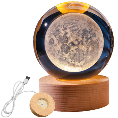 3D-glaskula Månen - LED-nattlampa USB - skrivbordsgadget
 - KKS