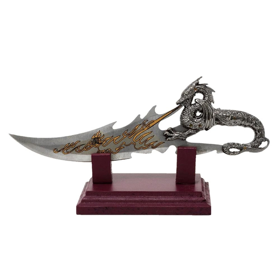 Dekorativ dolk drake på sockel 19 cm - fantasy - rostfritt stål – SW-185