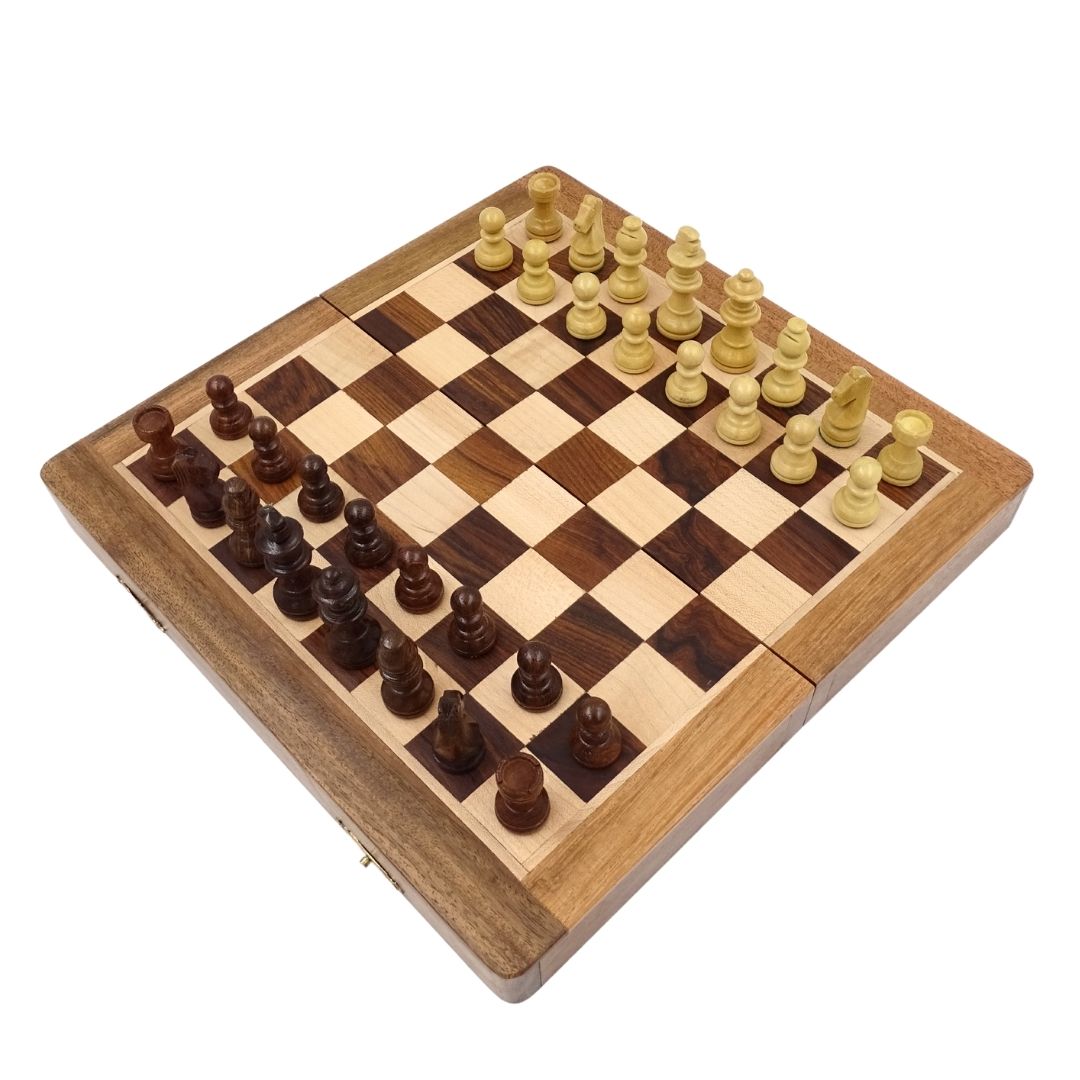 Magnetiskt träschack 30x30cm hopfällbart - G614