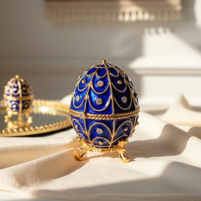 Exklusiv metallask med kristaller - Fabergéägg - B0748-17 BL