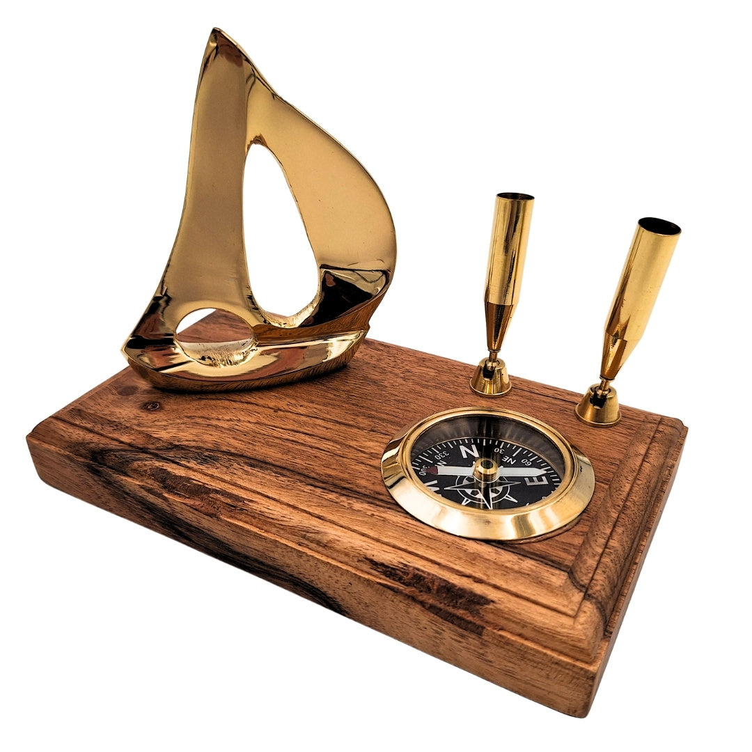Elegant skrivbordsset - yacht och kompass - elegant maritim gåva - BCPH103