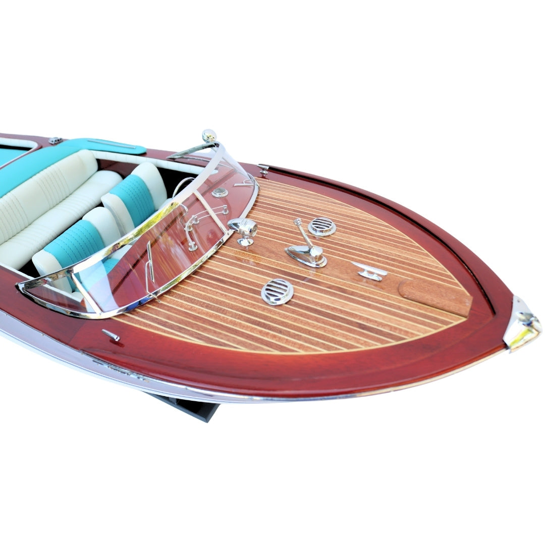 Exklusiv modell av motorbåten Reeva Aquarama 87cm - stor trämodell av en klassisk italiensk motorbåt – 4P-90