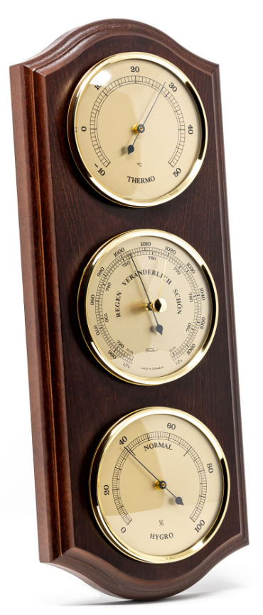 Fischer väderstation – barometer hygrometer termometer – mässing trä – 9176-22