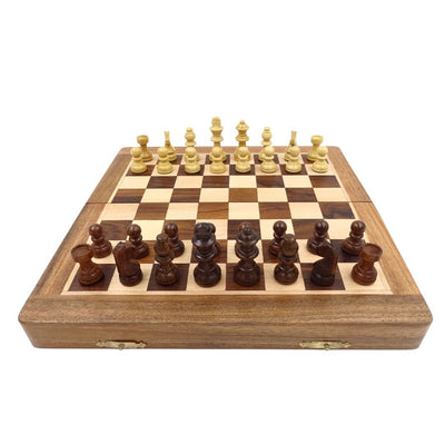 Magnetiskt träschack 30x30cm hopfällbart - G614