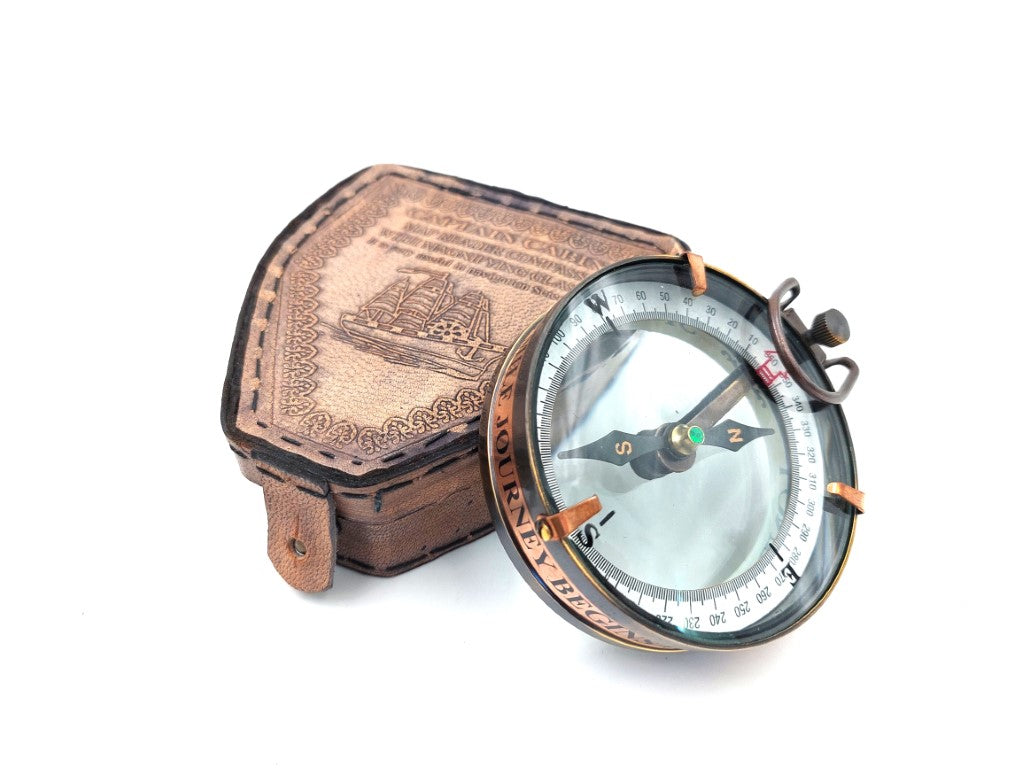 Magnetisk kompass - Map Reader i läderfodral – retrogadget - NC2929