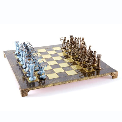 Stora mässingsschackpjäser bågskyttar 44x44cm - lyxig present - S10BBRO