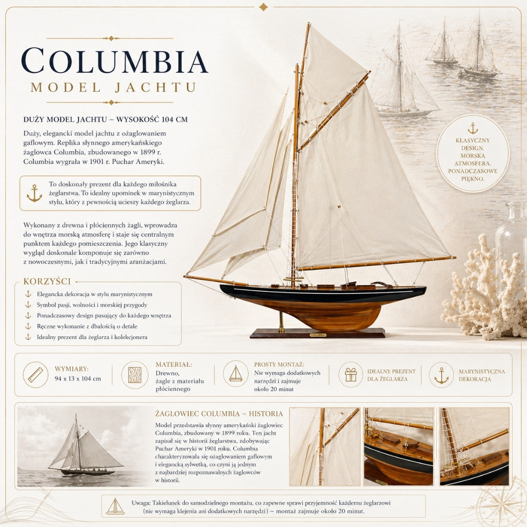Stor modell av yachten Columbia – Höjd 104cm – COL