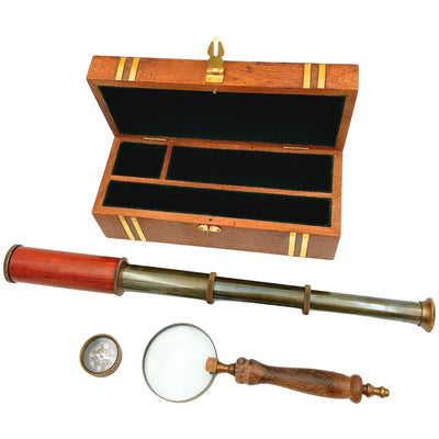 Exklusivt retro-presentset – kikare, kompass och förstoringsglas - NC102369