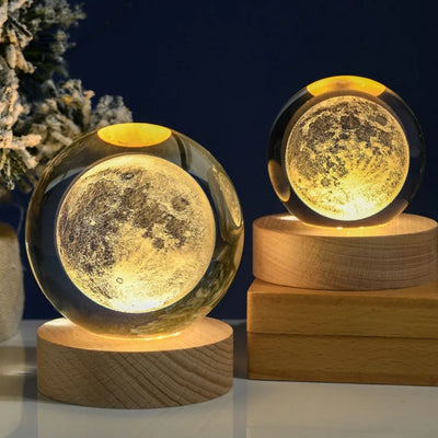 3D-glaskula Månen - LED-nattlampa USB - skrivbordsgadget
 - KKS