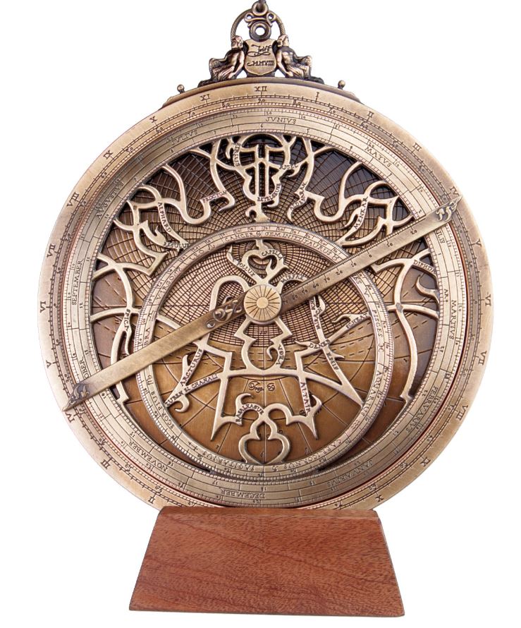 Stort europeiskt astrolabium - diameter 20 cm - premiumgåva för astronom eller seglare - H35