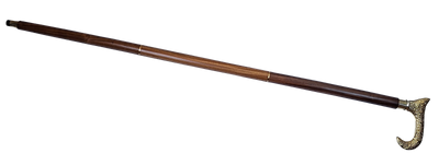 Träpromenadkäpp med guldfärgat handtag - hopfällbar - elegant present med möjlighet till personlig gravyr - 91,5 cm, brun med mässingshandtag