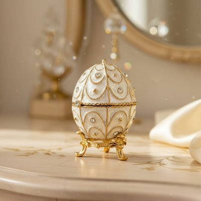 Exklusivt Fabergéägg-skrin i metall med kristaller - B0748-17WH