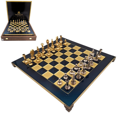 Exklusivt, stort klassiskt metallschack Staunton - 36x36 cm - S34