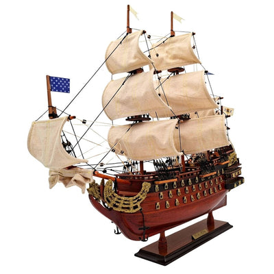 Färdigmonterad modell av segelfartyget Soleil Royal 46 cm - handgjord av exotiskt trä med möjlighet till personlig gravyr
