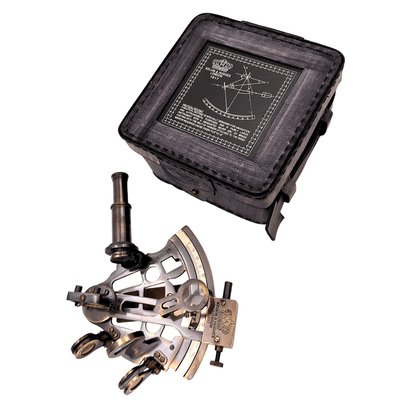 Sextant i mässing i läderfodral – ST003