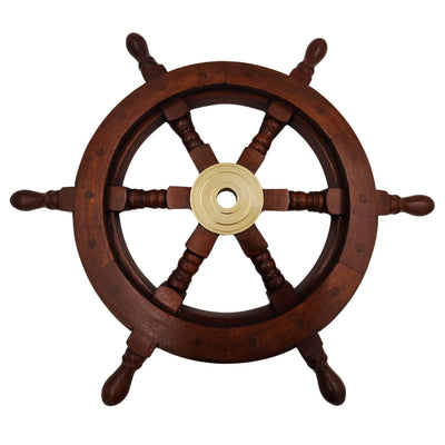 Skeppsratt i trä – 45 cm - Maritim retrodekoration - NC1402A