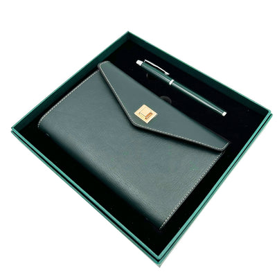Elegant presentset - läderanteckningsbok med penna i presentask – Premium – EE8