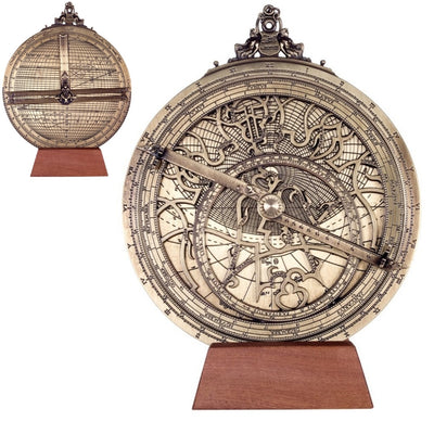 Stort Rojas-astrolabium i mässing – diameter 20 cm – reproduktion – H34