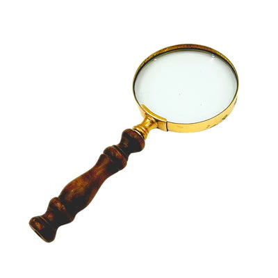 Mässingsförstoringsglas i retrostil med trähandtag - förstoringsglas 18 cm med möjlighet till personlig gravyr