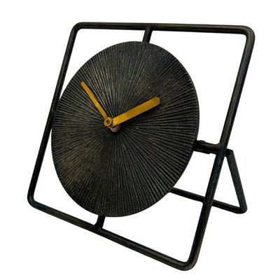 Elegant rund metallklocka 20 cm svart-guld – 4126