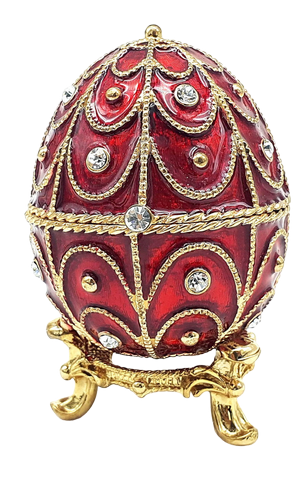 Exklusiv metallask med kristaller - Fabergéägg - B0748-17 RD