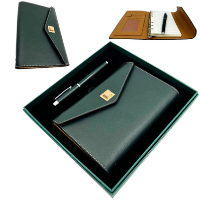 Elegant presentset - läderanteckningsbok med penna i presentask – Premium – EE8