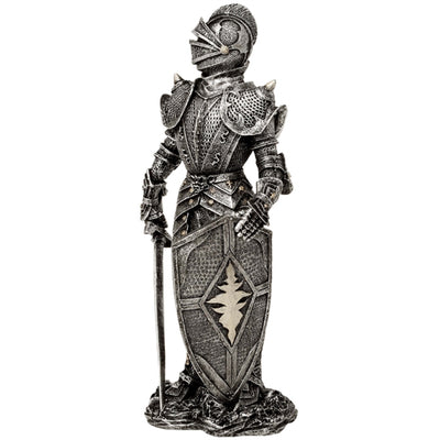 Dekorativ figur riddare i silverrustning Höjd 30 cm - MC-23053