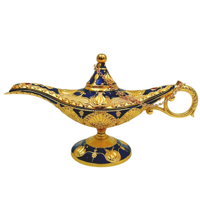 Aladdins lampa LABB med metalldekorationer i guldfärg, mörk marinblå, 22 x 7 x 11 cm