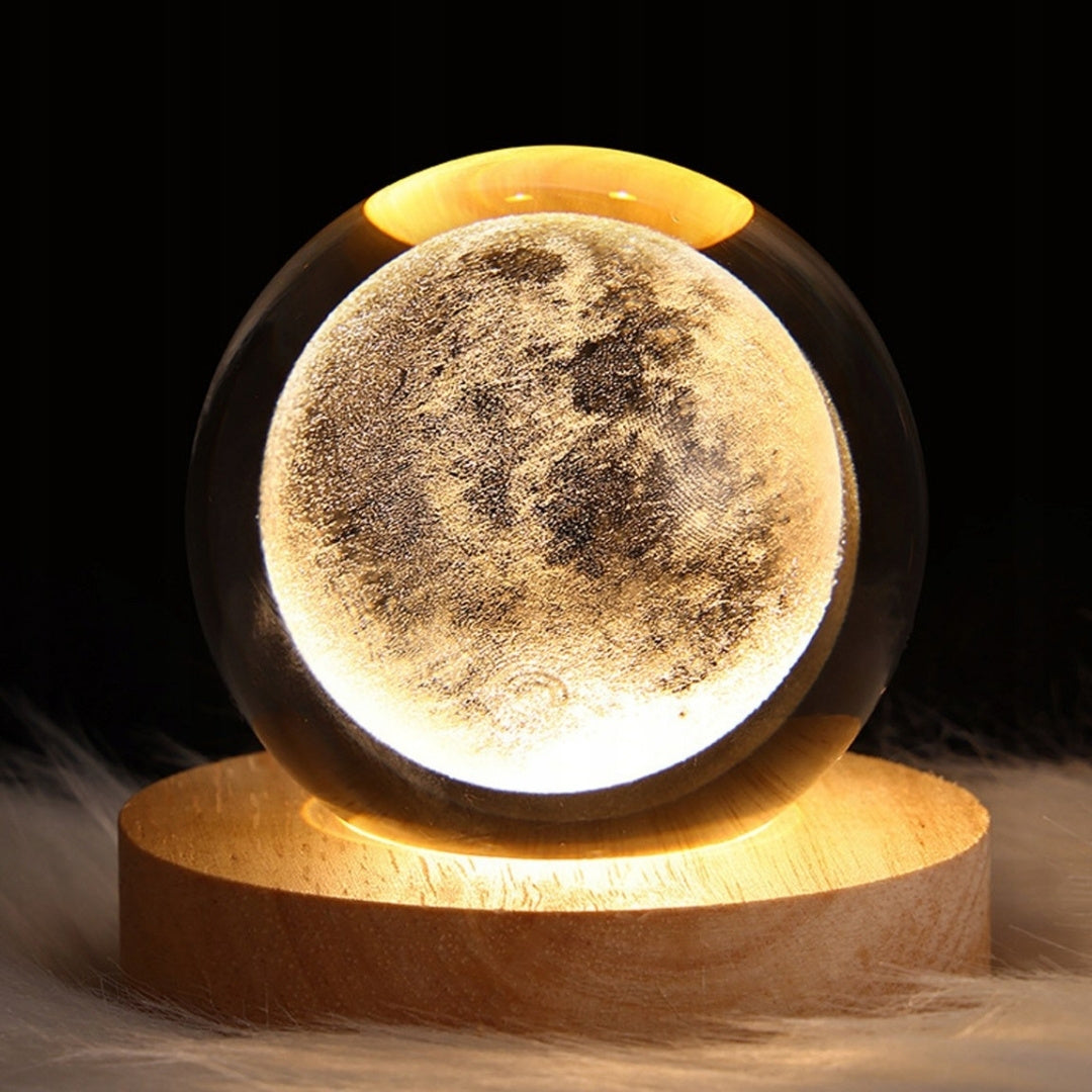 3D-glaskula Månen - LED-nattlampa USB - skrivbordsgadget
 - KKS