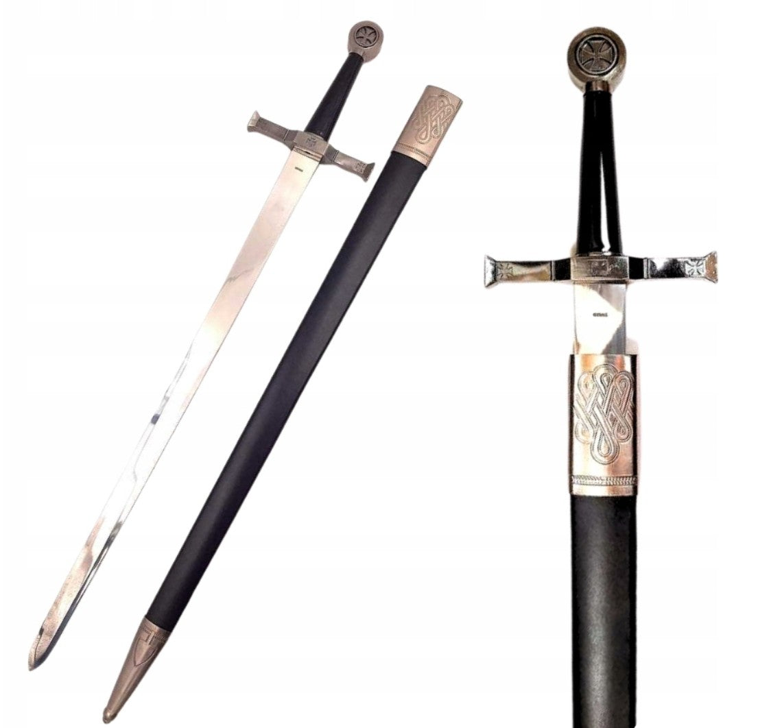 Riddarsvärd i stål 84 cm i skida - replik - SW-114
