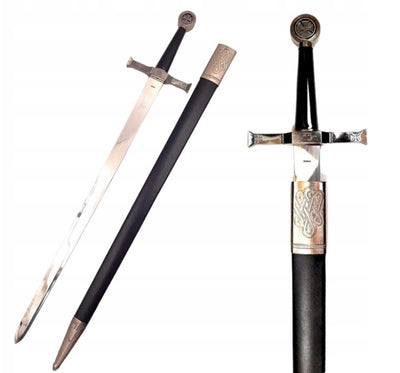 Riddarsvärd i stål 84 cm i skida - replik - SW-114