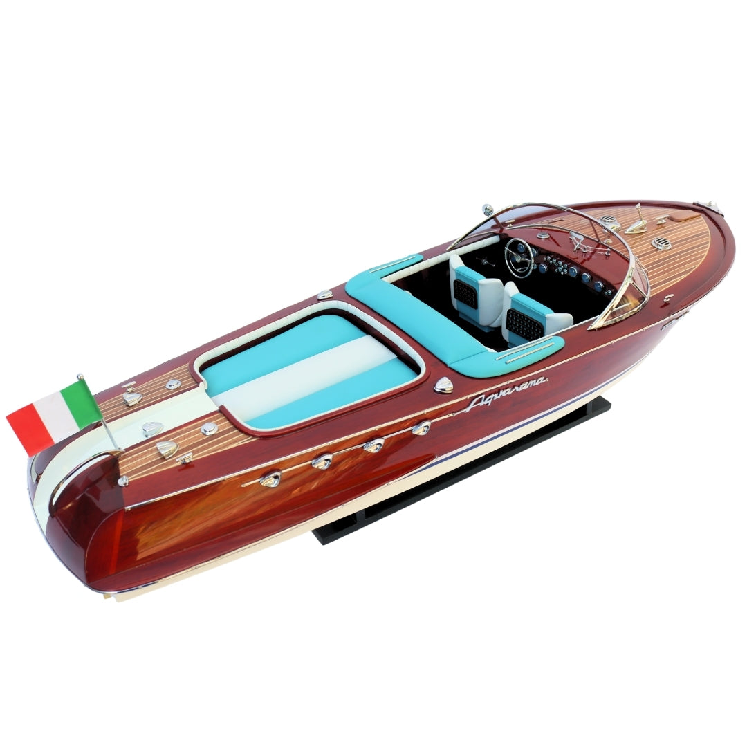 Exklusiv modell av motorbåten Reeva Aquarama 87cm - stor trämodell av en klassisk italiensk motorbåt – 4P-90
