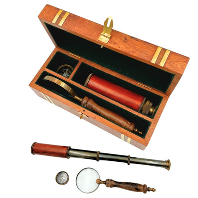 Exklusivt retro-presentset – kikare, kompass och förstoringsglas - NC102369