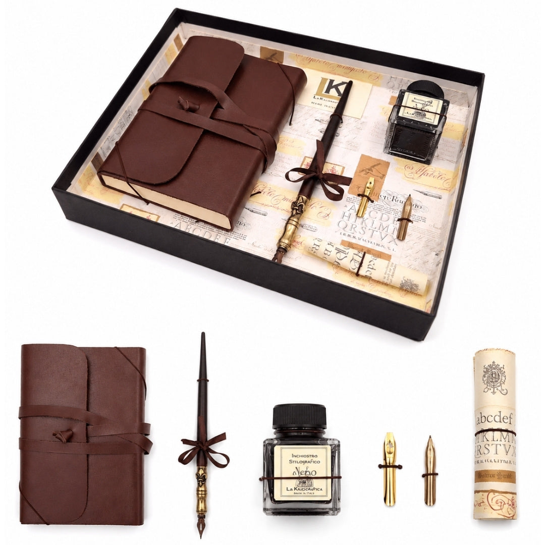 Exklusivt kalligrafiset med anteckningsbok - penna + 3 stift + bläckhorn - 5006
